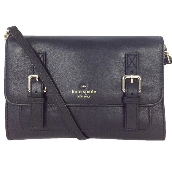 Kate Spade Allen Street Neil Black Leather Crossbody Bag With Silver Buckles - Picture 6 of 16